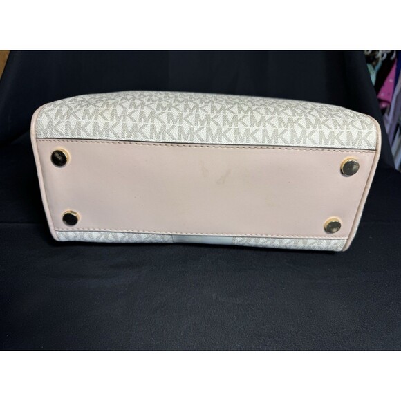 MICHAEL KORS BLAIRE VANILLA PINK LOGO GOLD CHAIN MED DUFFLE SATCHEL BAG *READ*** - Picture 9 of 13